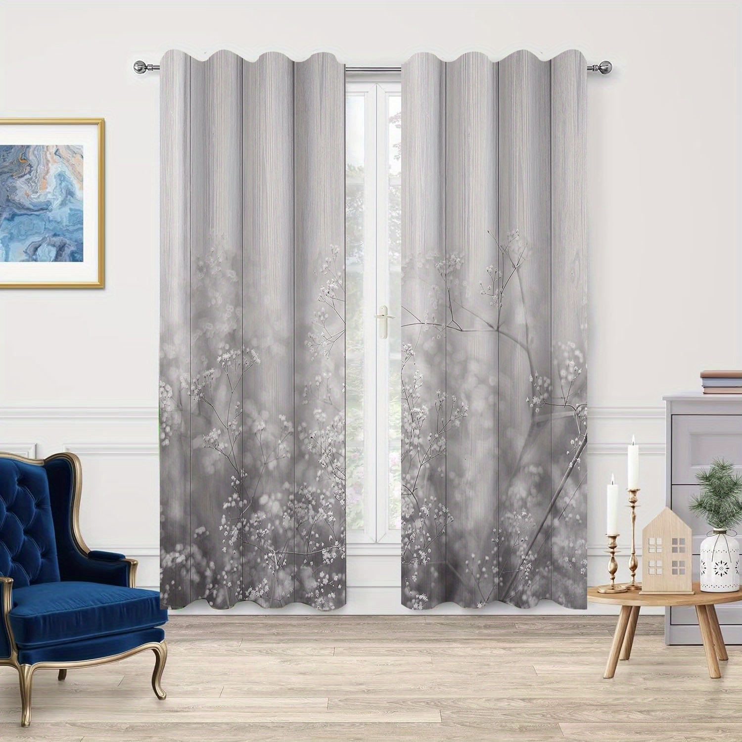 

2pcs Set Curtains & - Uv Polyester, For , , , And Decor