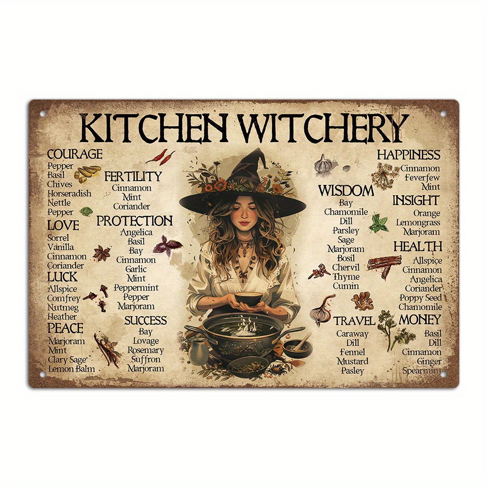   1pc vintage metal sign kitchen   health   cinnamon   coriander poppy seed chamomile wall art decor for home     pub club halloween gift