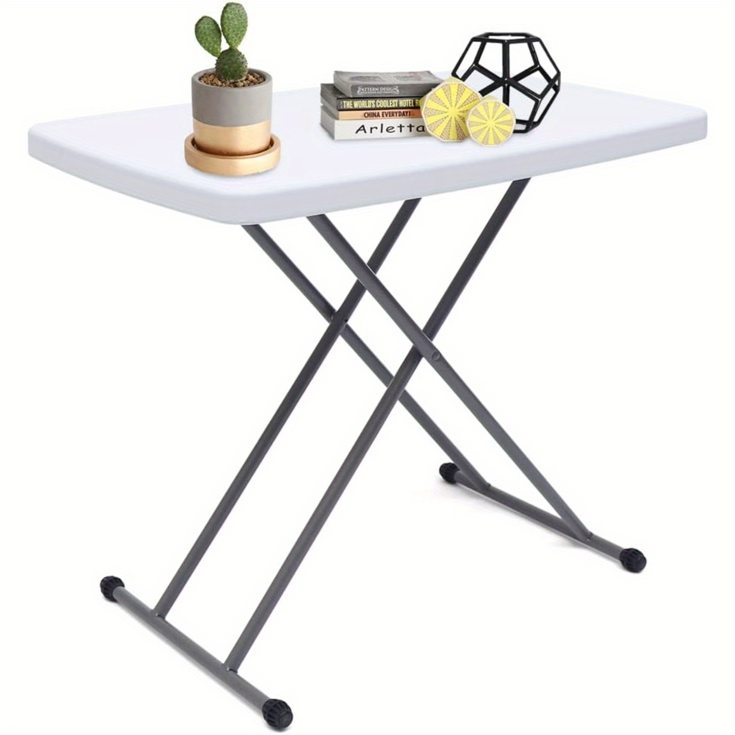 

Adjustable Folding Tv Tray Table, Portable Laptop Desk Writing Computer Desk, Outdoor Indoor Single Tables For Home Office Small Space No-assembly, White