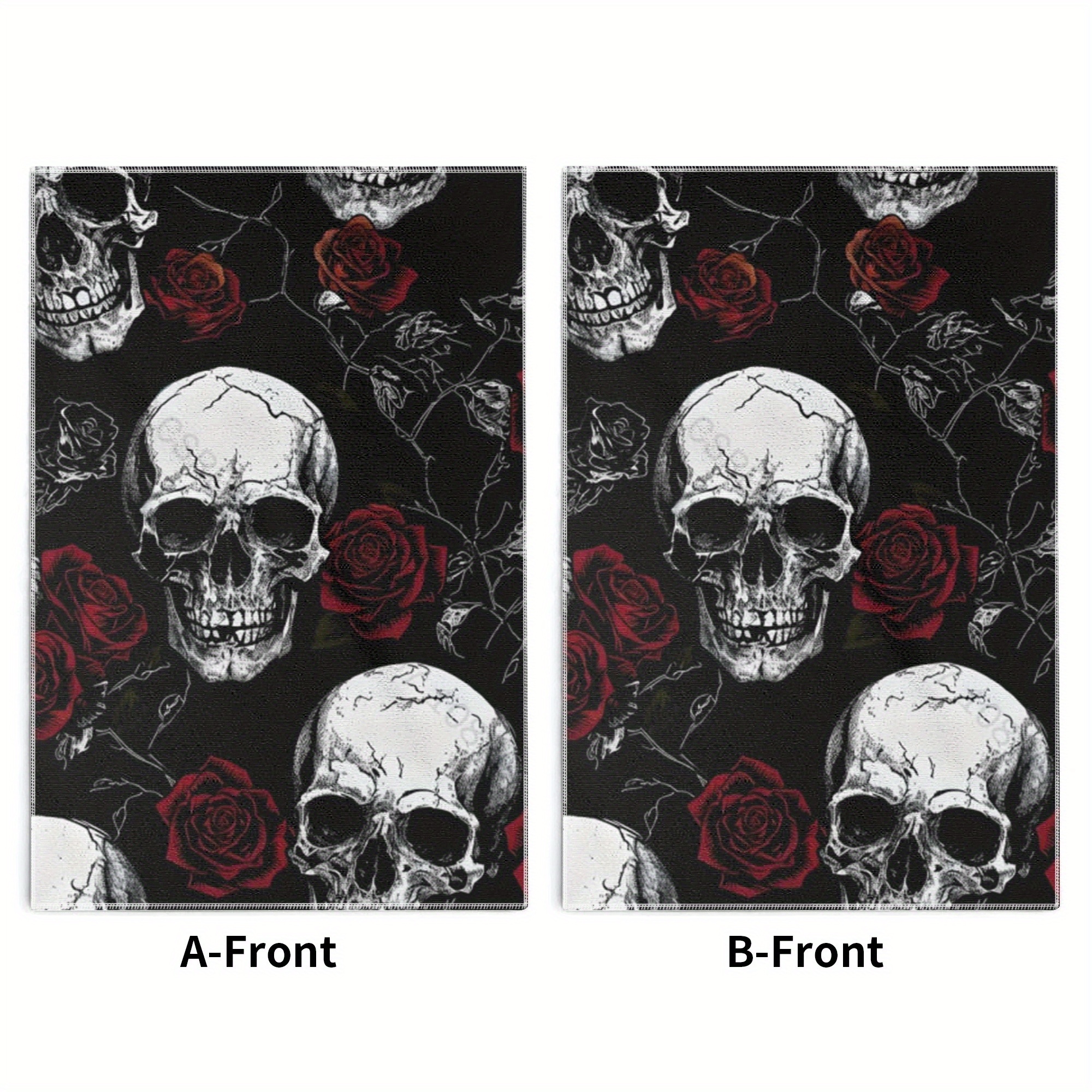 

2-piece Set Of Halloween-themed Kitchen Towels: Spooky And Red Roses, Perfect For Fall Decorating - Hand Wash Only