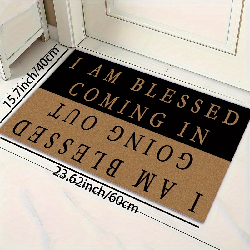 TEMU 1pc Polyester Doormat With Inspirational "i " Design - Non-slip, Machine Washable, Rectangular Entryway Mat For Home Decor, Kitchen, Bathroom, And Balcony, Bathroom Mat