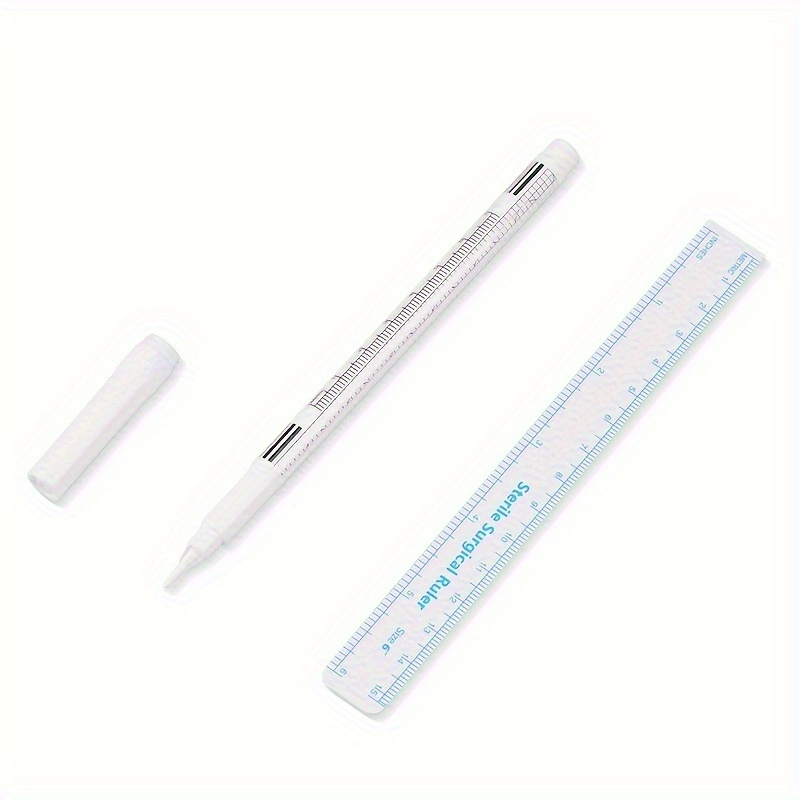 

Surgical Eyebrow Tattoo Skin Marker Pen With Measuring Ruler - White, Suitable For 18+ Years