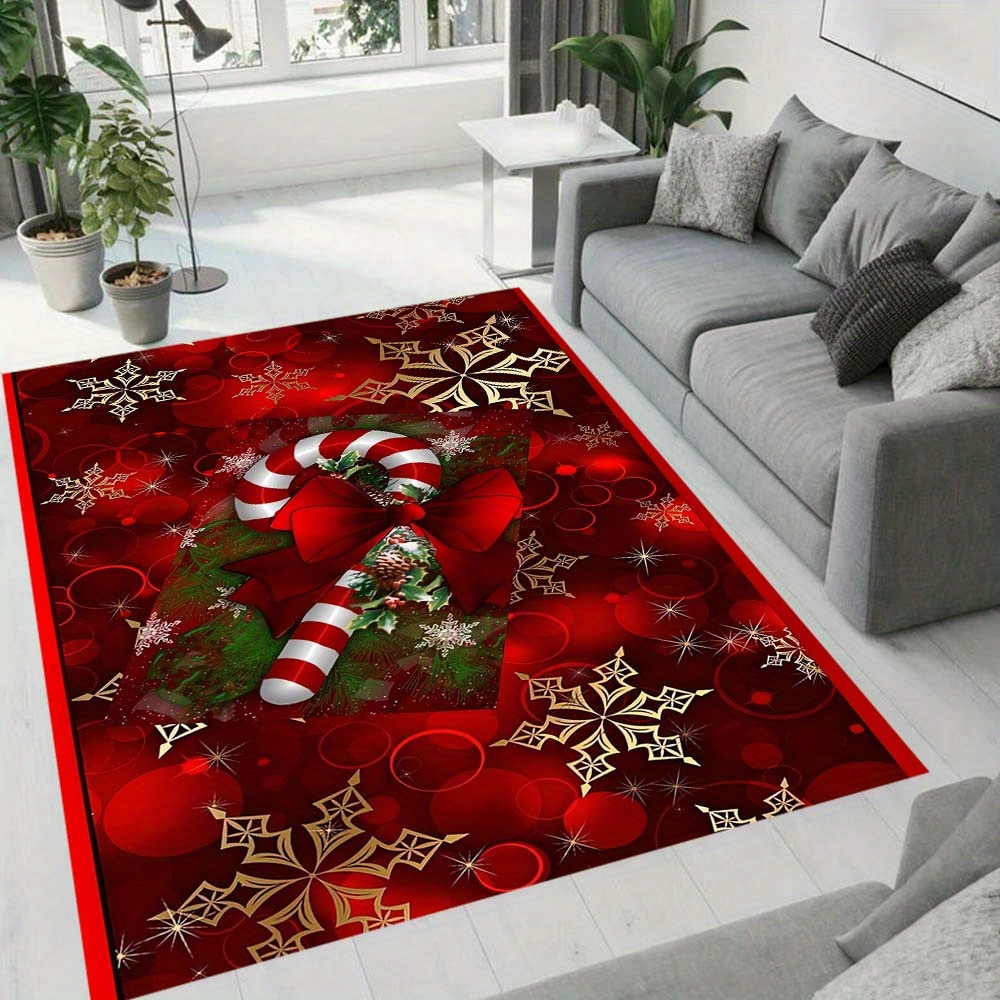 

Polyester Christmas Rug, 1pc Holiday-themed Square Carpet Chair Mat, High-density 800g/m2, Large Size Over 1.8m Longest Side And Over 2.16m² Area, Festive Room And Corridor Decor