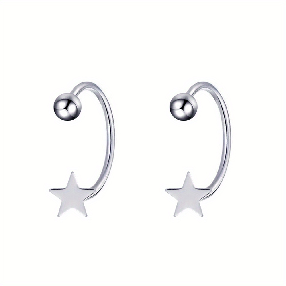 A Pair Of Stainless Steel Front And Back Hypoallergenic Earrings