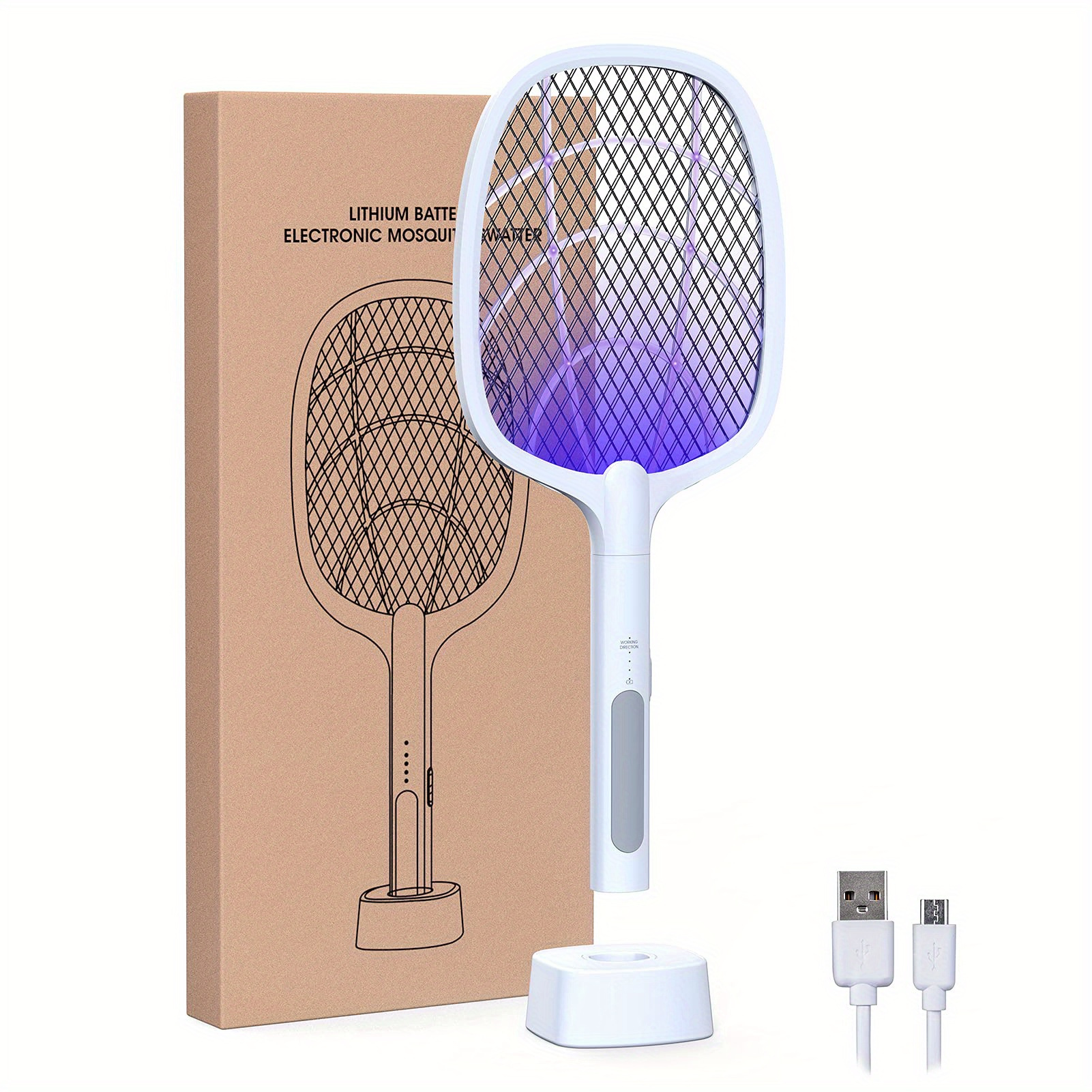 

2-in-1 Bug Zapper Racket And Fly Swatter, Rechargeable Electric Mosquito Zapper For Indoor And Outdoor Use