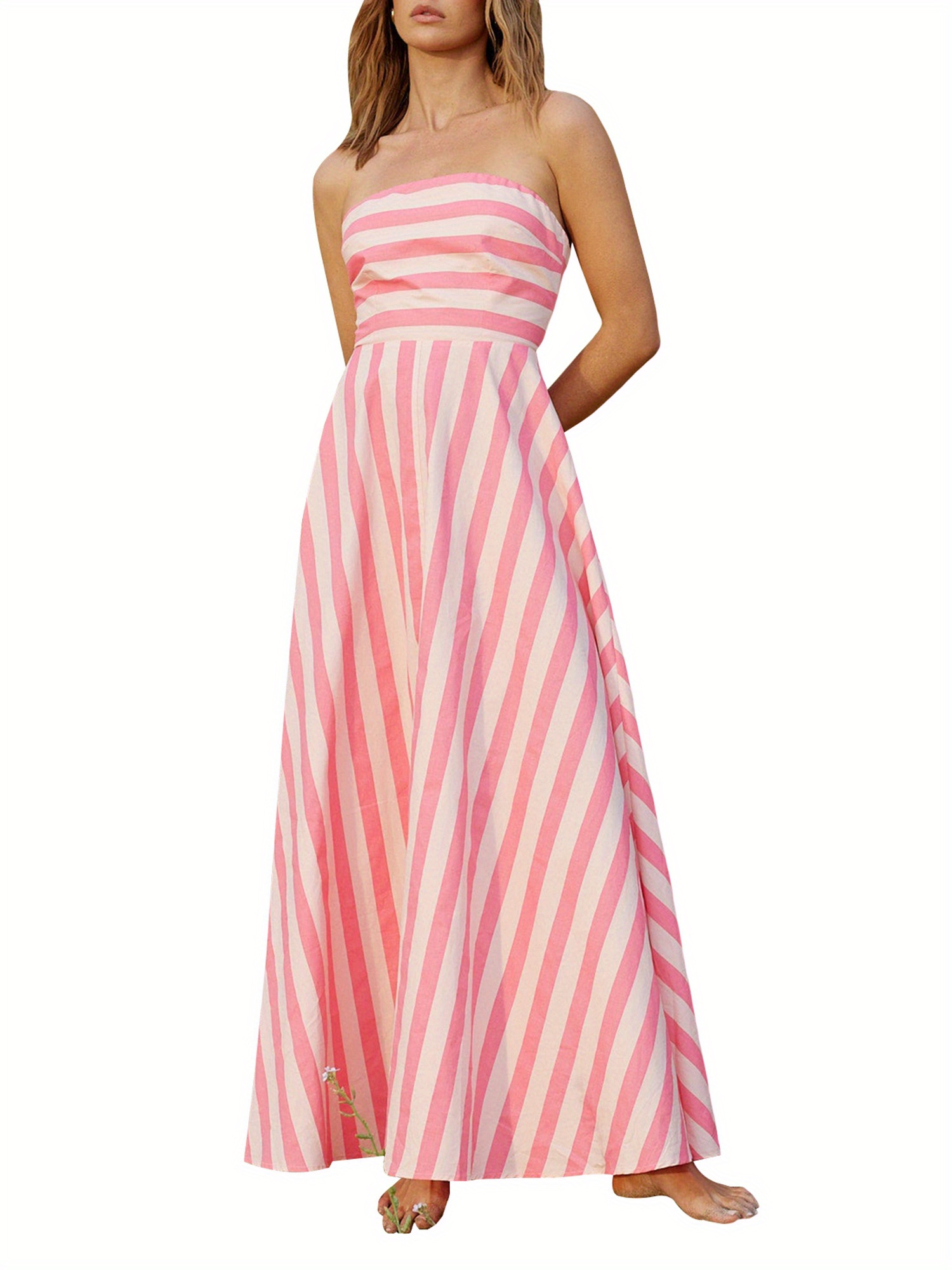 open lace back dress Red & White Striped Midi Dress Large