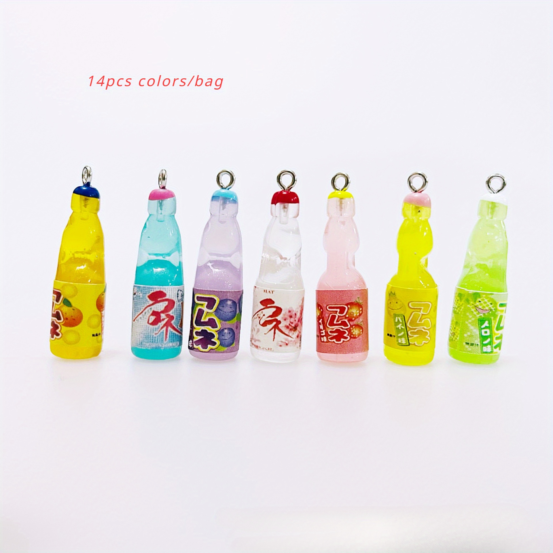 TEMU 14pcs Set Of Miniature 3d Soda Bottle Charms, Resin Drink Pendants For Diy Keychains & Jewelry Crafting Accessories, Models, Pendant Accessories