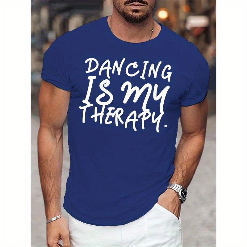 

Dancing Is " Men's T-shirt - Casual Short Sleeve, Breathable Polyester, Summer Fashion Tee With Geometric Print