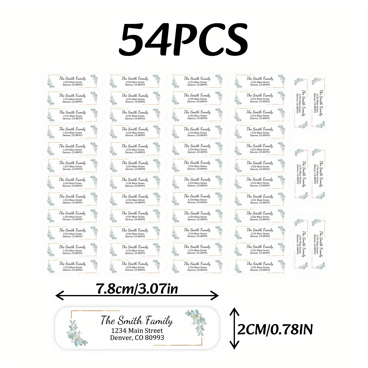 Image of Custom 54pcs Wedding Return Address Labels - Personalized Family Name Stickers With Watercolor Botanical Design, Gift Wrapping & Stationery, Gift Wrapping