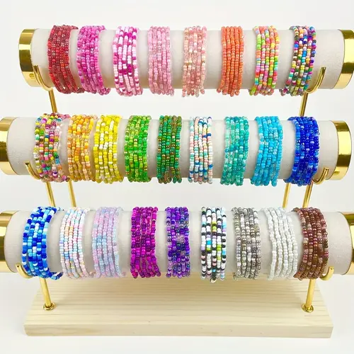30pcs colorful beaded bracelets random assorted colors beach bracelets bohemian style stackable multicolored jewelry accessory