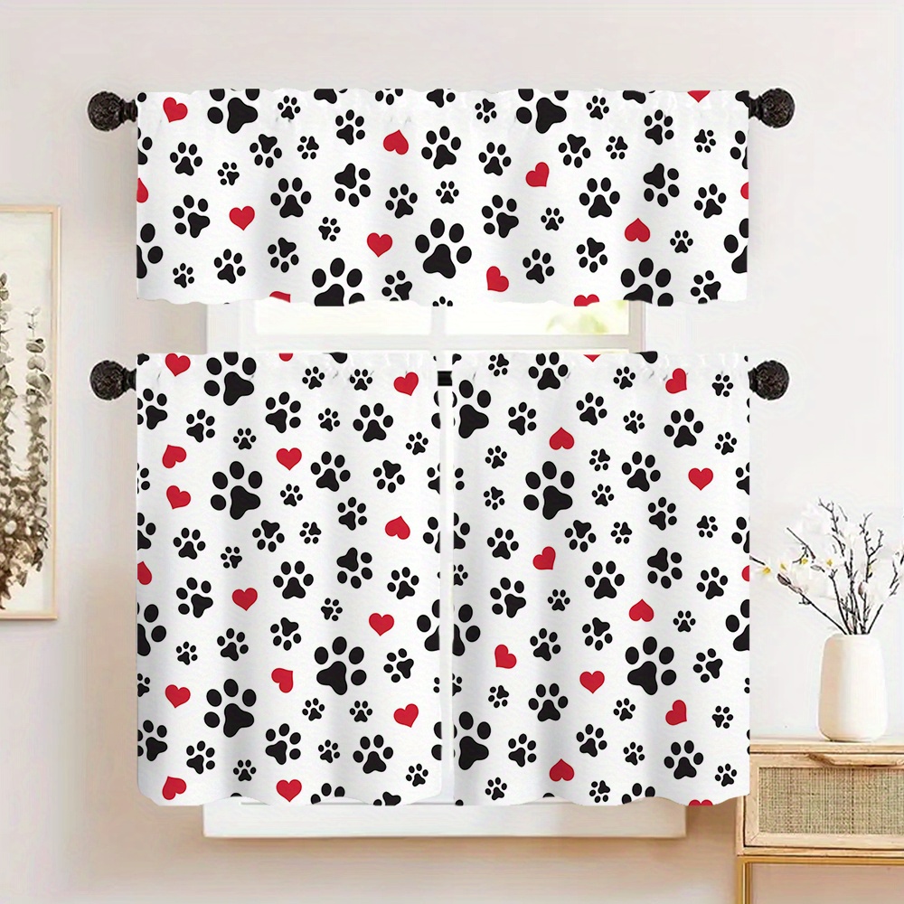 

1pc/2pcs Dog Curtain, Polyester Printed , - Rod Decoration Curtain, Suitable For , , , Bathroom, , , Etc., Decoration, , For