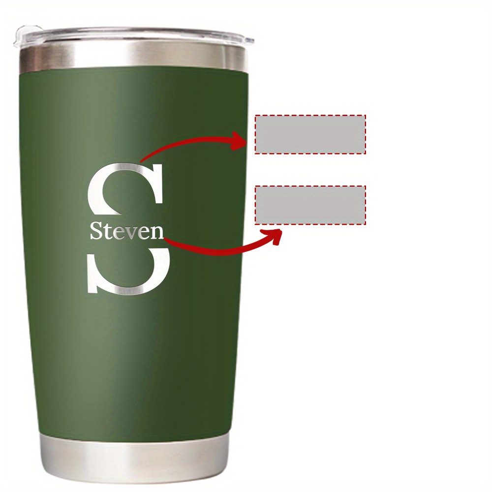 TEMU 1 Personalized Stainless Steel Tumbler With Lid - 20oz Insulated Cup, Suitable For Hot And Cold Beverages | Customizable Army Green Design With