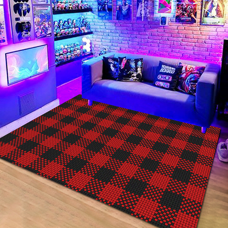 

Checkered Pattern Decorative Carpet - - , Polyester, Rectangular And Mat, 800g/m², For , , , And Bathroom - Rug