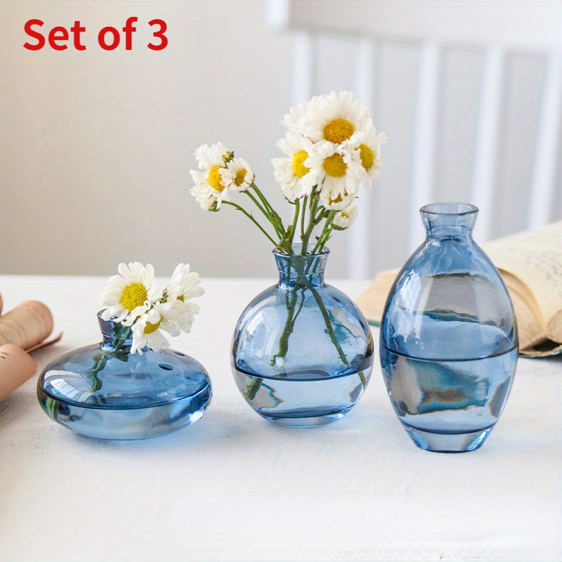 

Set Of 3 Vases, Transparent Decorative Round Vase For Hydroponics And Dry Flowers, Creative Luxury Small Glass Vase , Elegant Tabletop Display