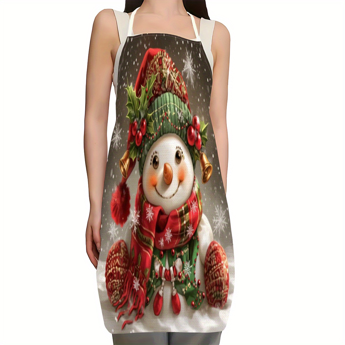 

Jolly Christmas Snowman Apron: Seasonal Kitchen Wear, Waterproof & Oil-resistant, Suitable For Men And Women