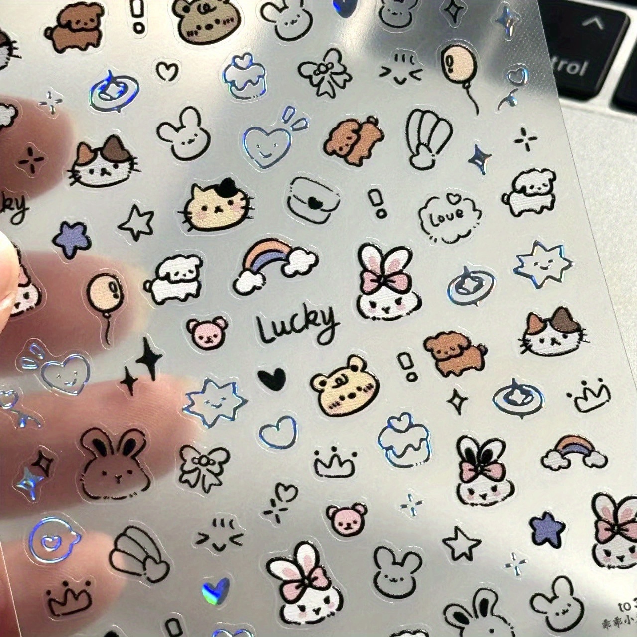 Happy Flat Nail Art Sticker Cute Cartoon Hand Account Pen Holder Sticker