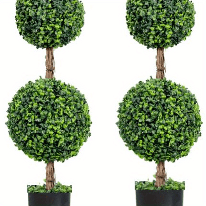 

2 Pcs 24 Artificial Plant Topiary With Pot Faux Boxwood Balls With Led Topiary Balls Artificial Outdoor Set Of 2 For Backyard Balcony Garden And Home Décor ()