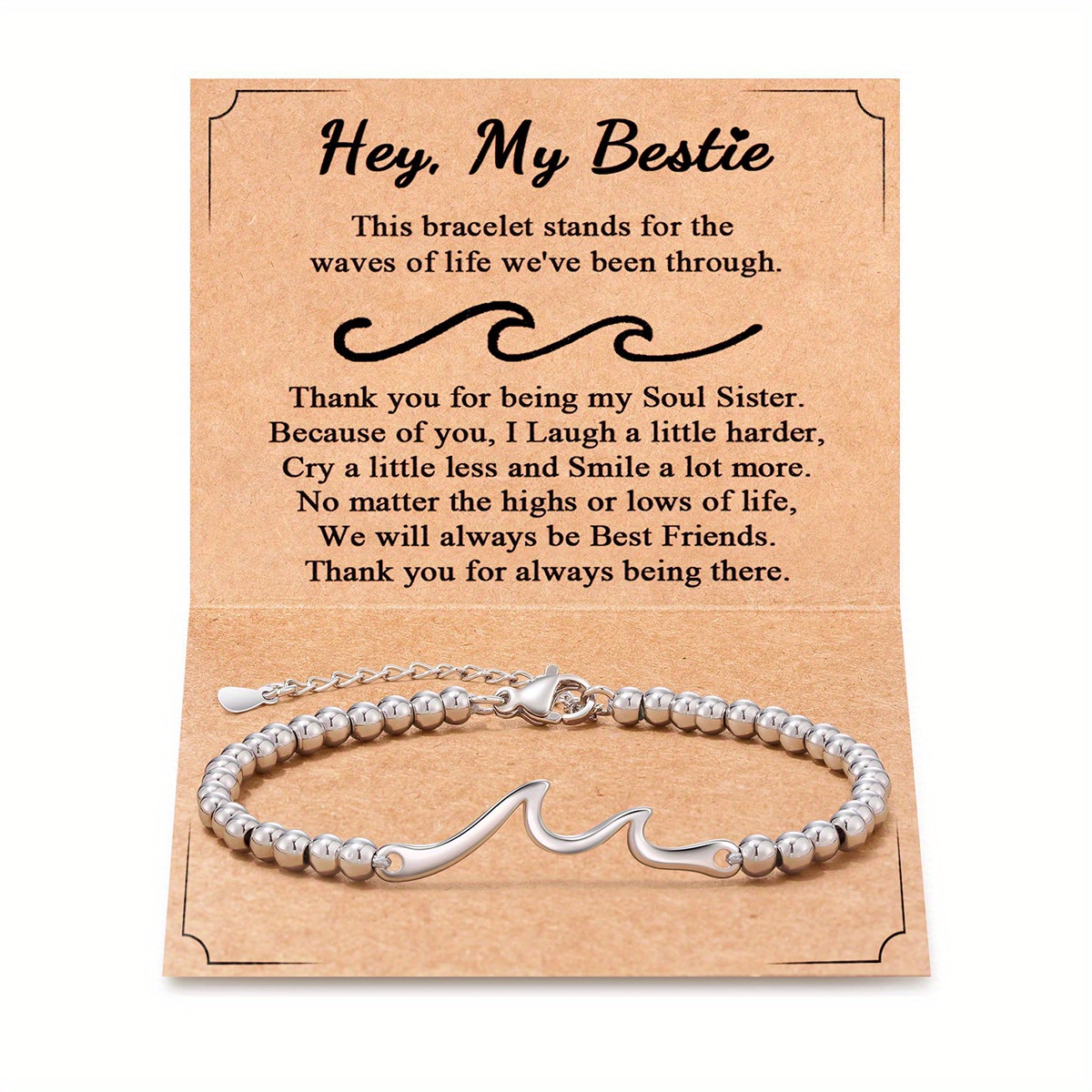 

Gift For Friends, The Waves Of Life We've Through Together, Woman Friendship Gifts Idea, Wave Bracelet For Best Friend Bestie Soul Sister Christmas Valentines Day Birthday Gifts For Her