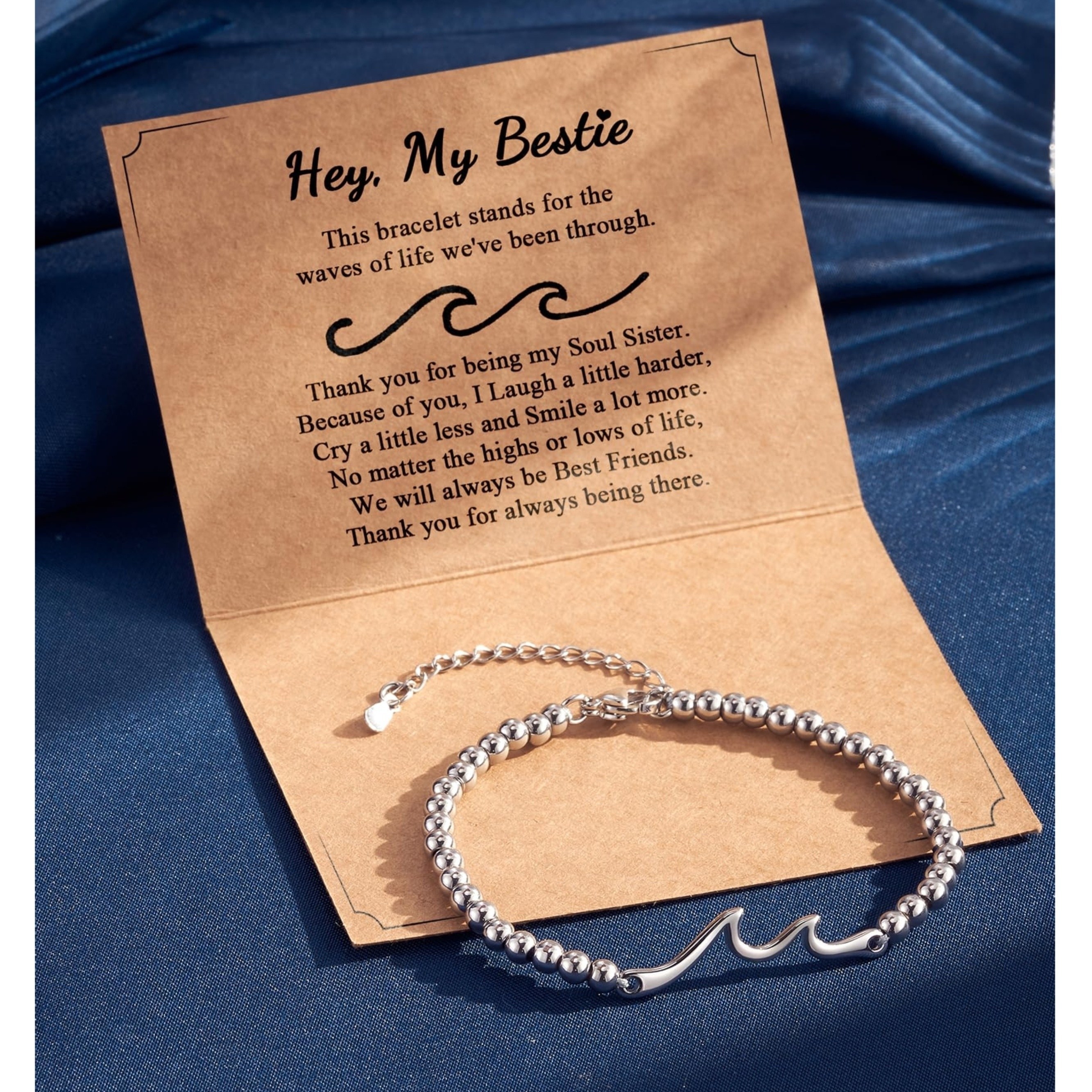 TEMU Gift For , The Waves Of Life We've Through Together, Woman Friendship Gifts Idea, Wave Bracelet For Best Friend Bestie Soul Sister Christmas Valentines Day Birthday Gifts For Her
