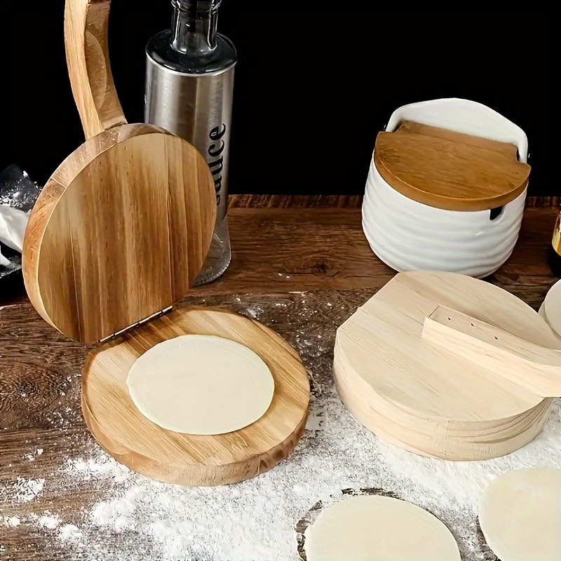 

Handmade Wooden Dough Press - Perfect For Making Corn Tortillas, Dumplings, And Burgers With A Handle | Non-stick Pie And Meatloaf Mold | Rust-resistant Kitchen Gadget