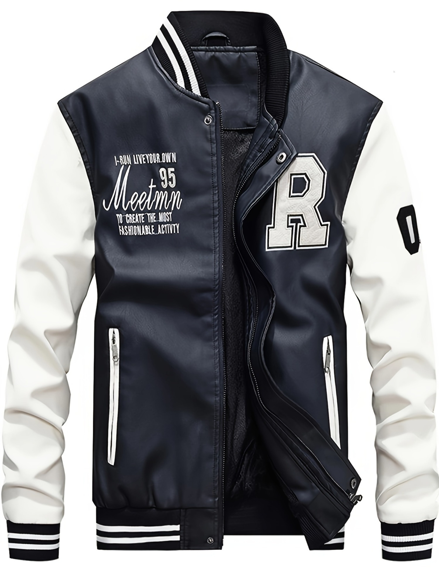 mens jacket casual baseball stand collar   fit coat