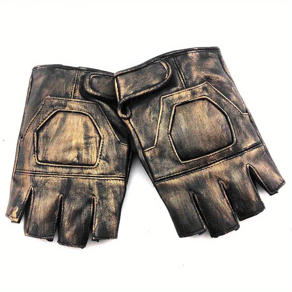 

Men Leather Steampunk Fingerless Gloves Cosplay Custume Biker