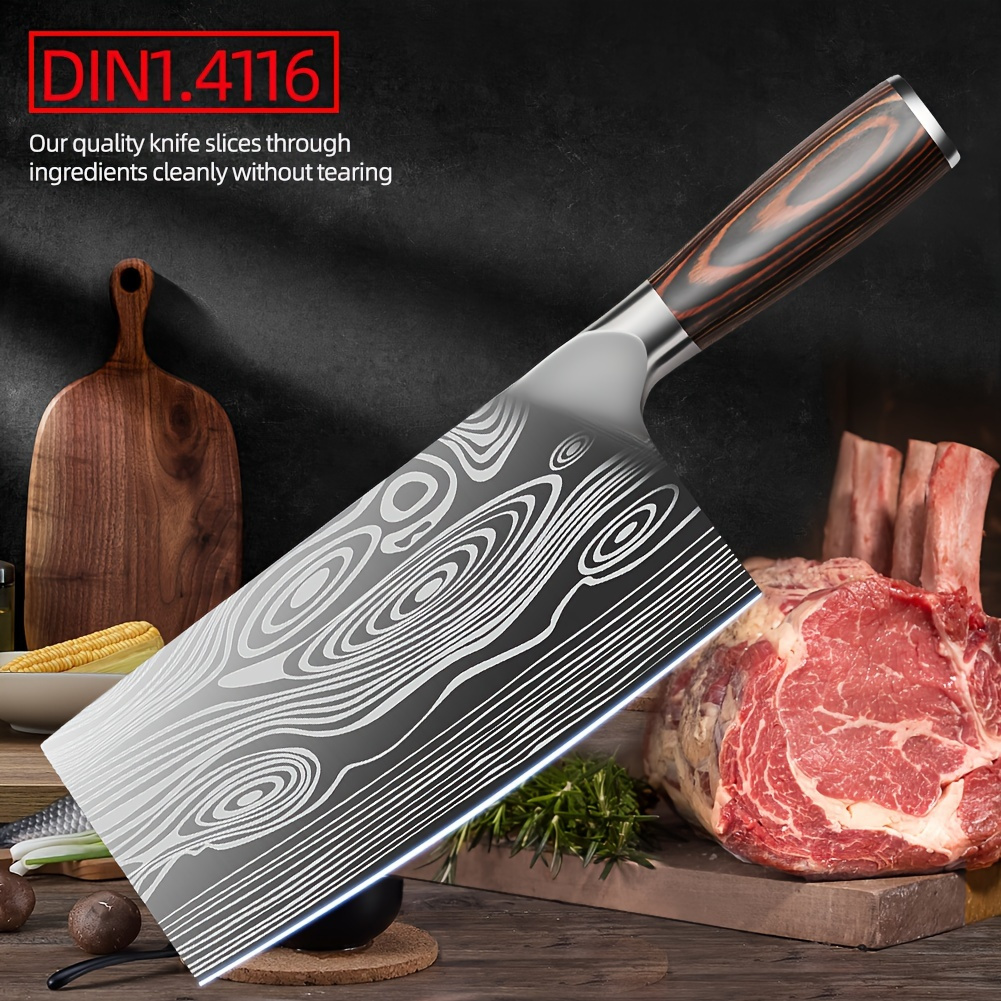

Kitchen Knife, Vegetable Meat Cleaver Knife 8 Inch - Professional Chinese Cleaver Knife Butcher Knives Kitchen Chef Knives - High-carbon Steel - Ergonomic Pakkawood Handle - With Gift Box