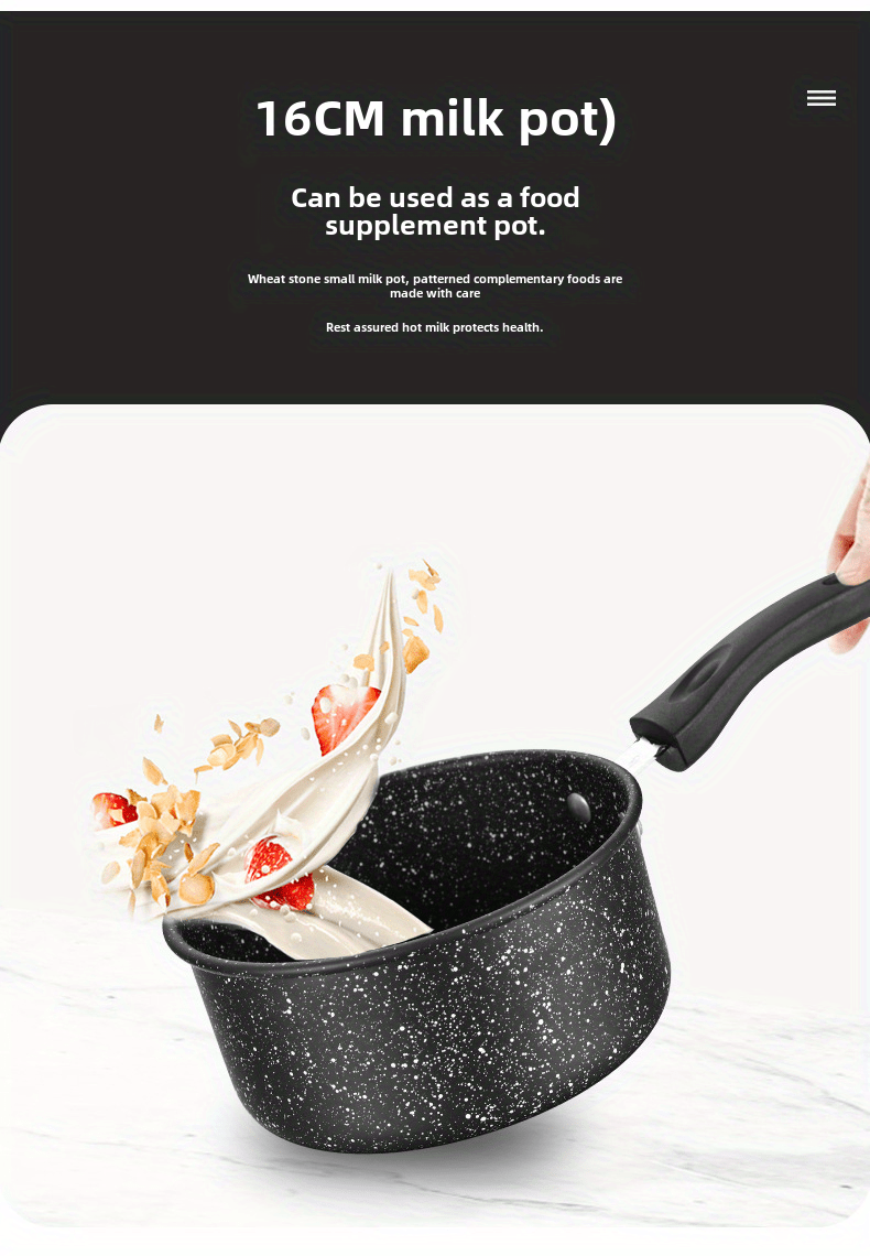 3pcs maifan stone non stick cookware set cast iron wok soup pot frying pan combo for kitchen and dining details 6