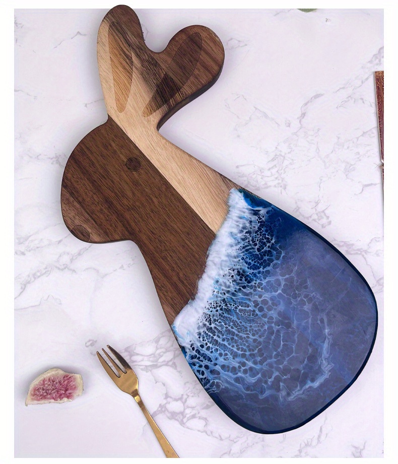 acacia wood and resin ocean   serving platter   multipurpose kitchen accessory for chopping and presentation details 7