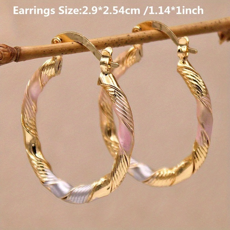 E-shop Goldbeschichtete kupferne runde Ohrringe für Damen, stilvolle Schmuck-Ergänzungen für Hochzeiten, Partys und Geburtstagsgeschenke