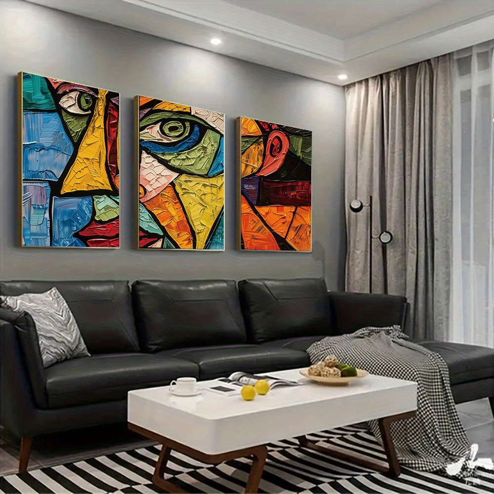 3 piece canvas   set abstract   style portrait frameless modern artwork for living room bedroom home decor 16x24 inch details 2