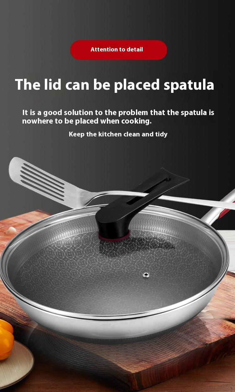 316l stainless steel non coated tri ply frying pan with glass lid smokeless fits 3 8 stovetops dual sided   details 8