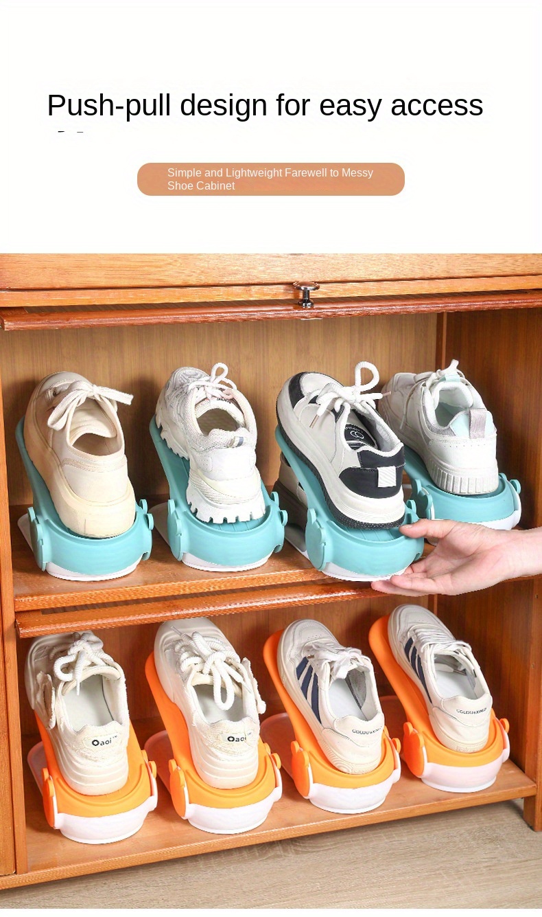 adjustable double layer shoe organizer racks space saving free standing shoe holders for   room types no assembly polypropylene shoe storage solution multi use for entryway closets shelves details 6