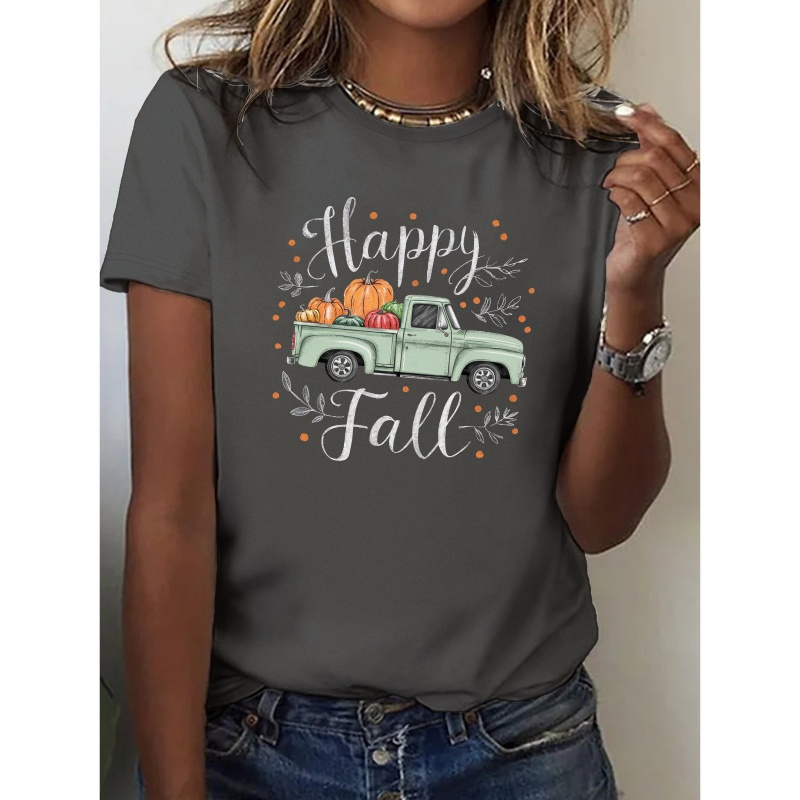 

Vintage Truck With Pumpkins Pure Cotton Women's T-shirt, Comfort Fit