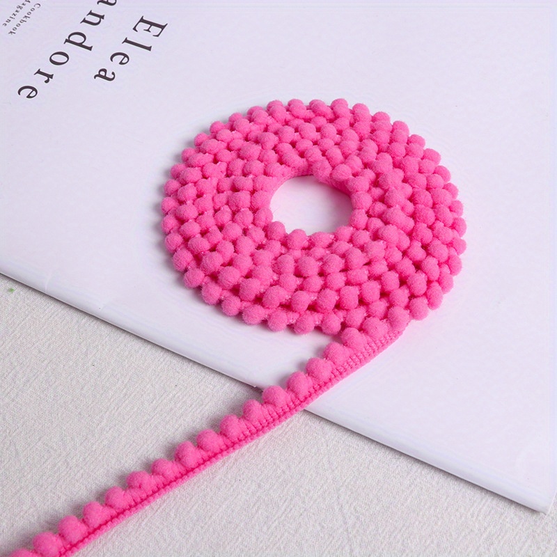 TEMU 10yards Colorful Pom Pom Trim Handmade Plush Ball Tassel Skirt Curtain Tablecloth Decorative Fabric Additions