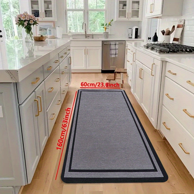 TEMU 1pc Tapis de Sol à Motif Vichy - 100% Polyester Lavable en Machine pour Cuisine et Salle de Bain, Tapis Décoratif Antidérapant Durable , Tapis