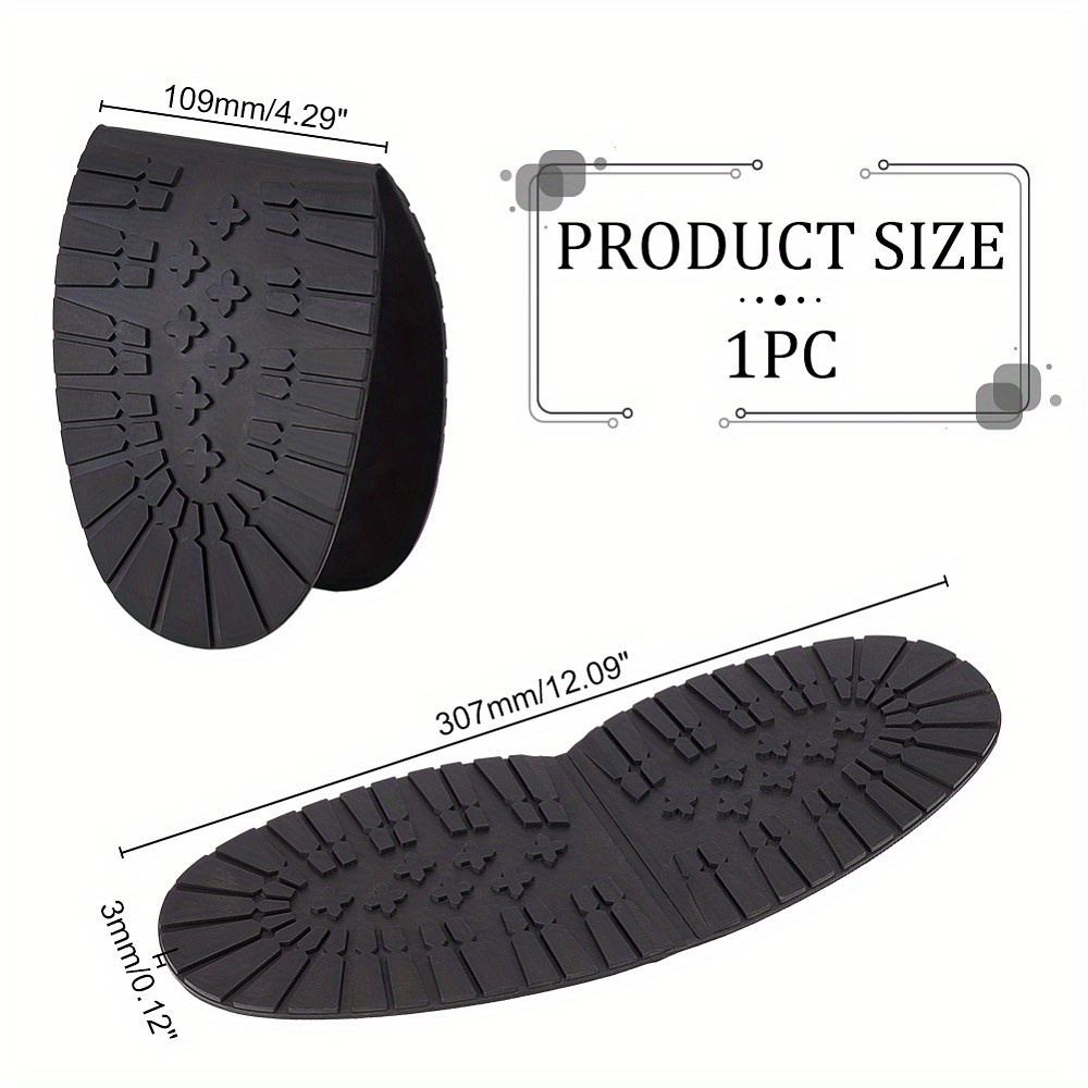 1pc Shoe Replacement Rubber Out Sole Durable Soft Shoe Replacement Anti-slip Shoe Soles For Leather Shoes Sports Shoes Hiking Boots (black Forefoot)