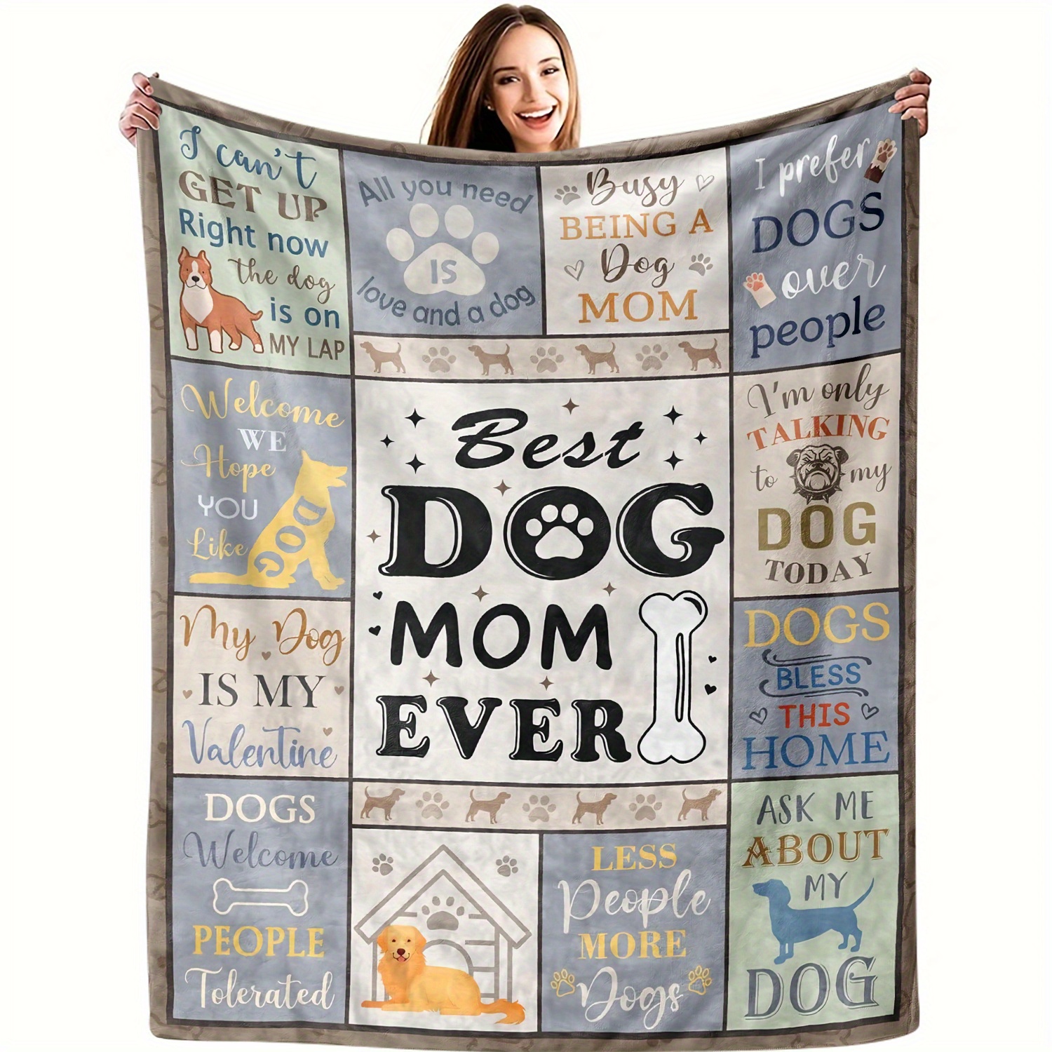 

Best Dog Mom Ever" Fleece Throw Blanket - Perfect Gift For Dog Lovers - Soft And Warm - 65"x 165