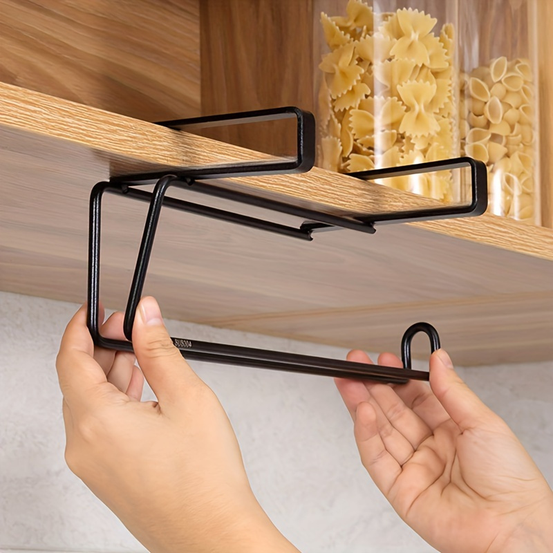 

Multi-functional Wall-mounted Kitchen And Bathroom Storage Rack-carbon Steel Material, No Drilling Installation, Suitable For Tissue And Plastic Wrap Finishing