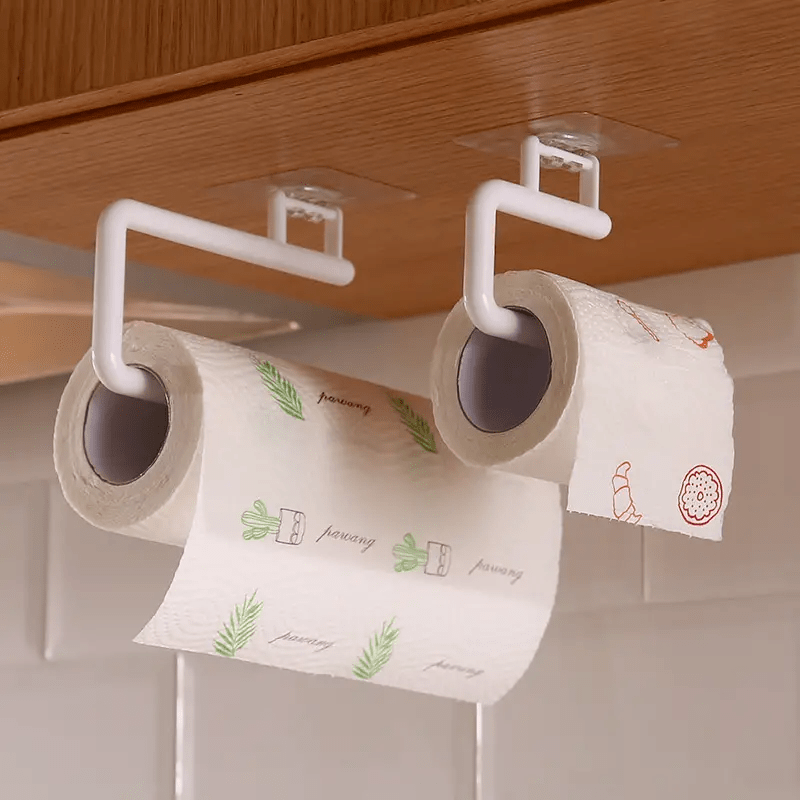   wall mounted paper towel holder with integrated hook no drilling required   kitchen bathroom organization details 1