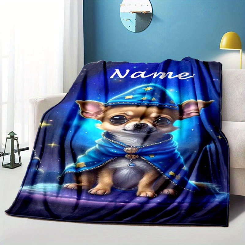 

[popular ] Custom Name Chihuahua Wizard Blanket - Soft, Warm Flannel Throw With Magical Puppy Design For Bed & Sofa - Personalized Gift For Couples, - Ideal For Birthdays, Anniversaries & Holidays