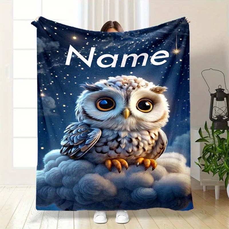 

Custom Name Owl Blanket – Soft Flannel Throw With 3d Digital Printing, Personalized Gift For Couples, – Birthdays, Anniversaries & Holidays, Personalized Blanket