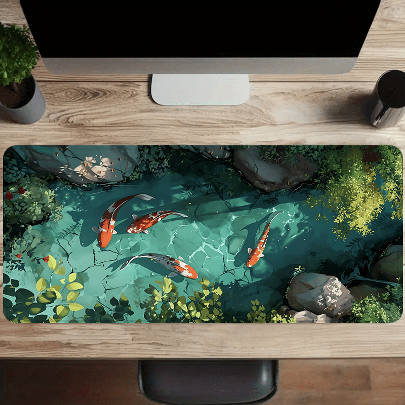 

Extra Large Koi Fish & Nature Scene Mouse Pad - Non-slip, Stitched Edge Desk Mat For Gaming And Office | Durable, Smooth Surface | Ideal Gift For Friends | Multiple Sizes Available