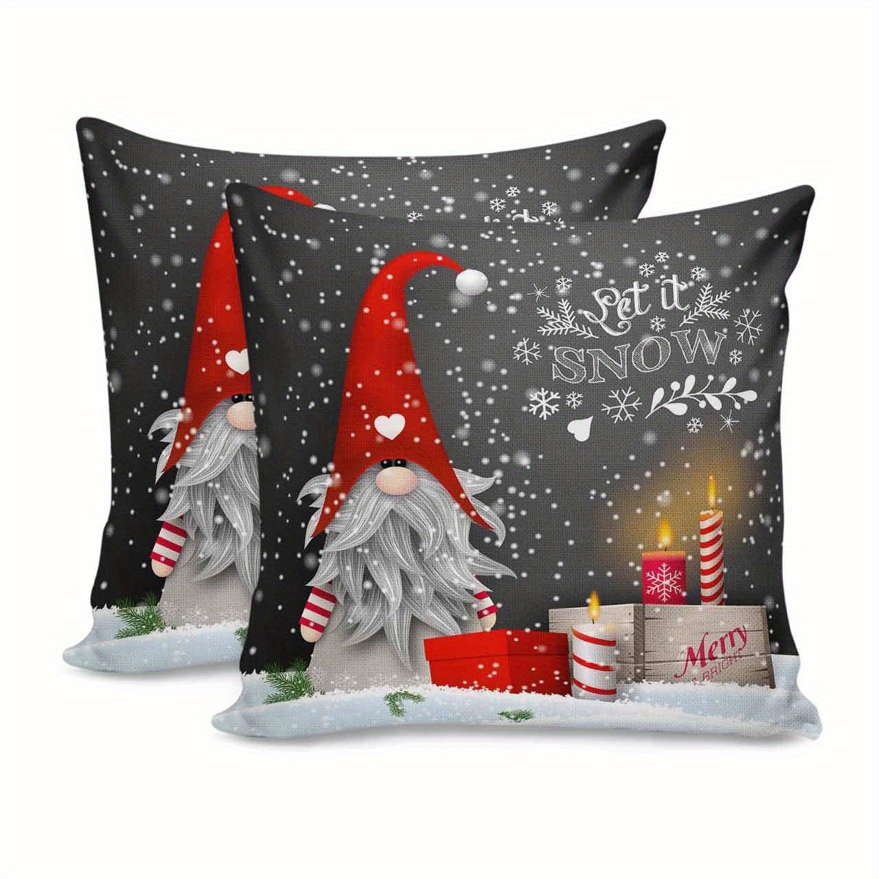 

2pcs Modern Throw Pillow Covers, Christmas Santa & Snowflake Design, 18x18 Inch - Living Room, Bedroom, And Party Decor