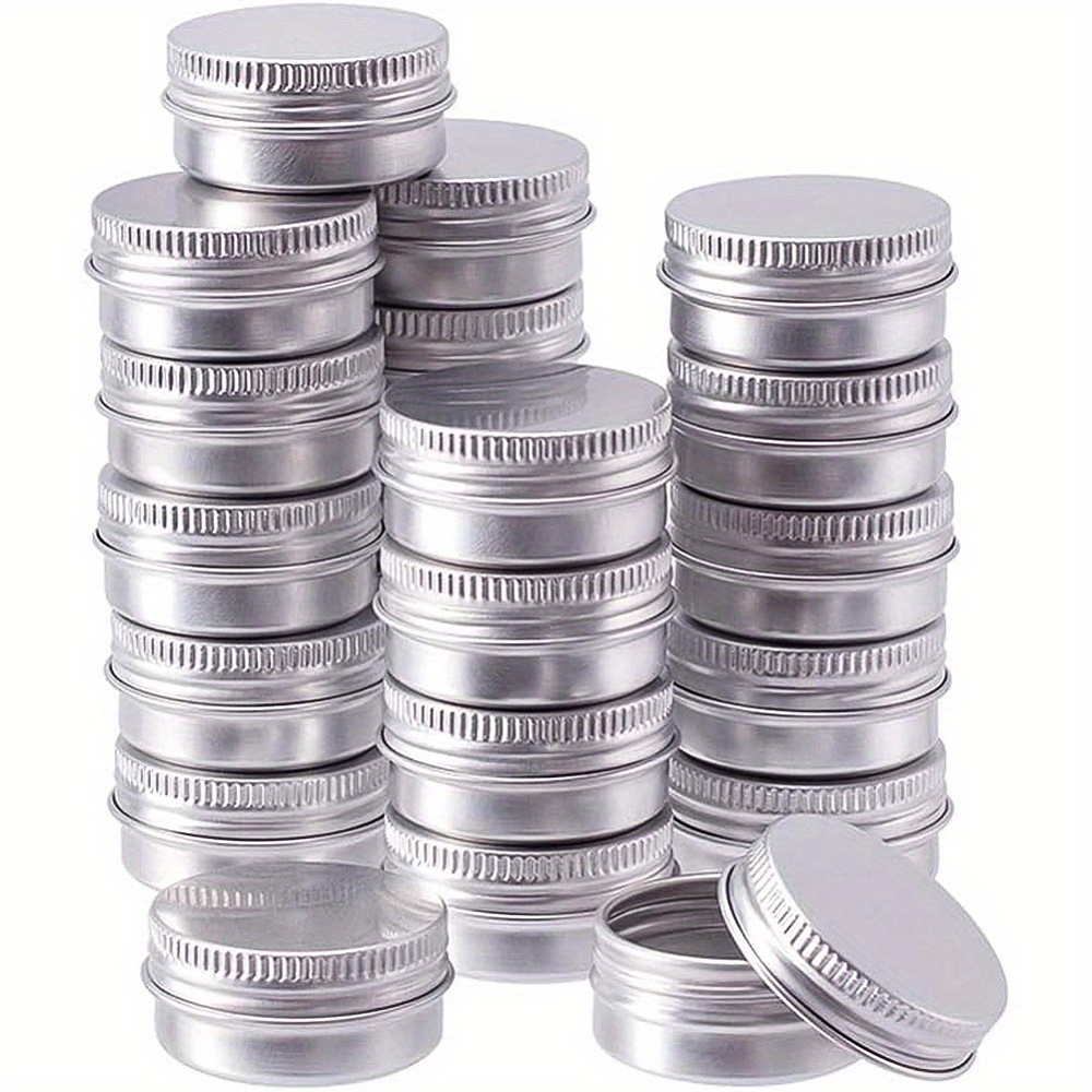 Image of 1set 24pcs 10ml Aluminum Tin Jars Round Aluminum Tin Cans Cosmetic Containers With Screw Cap Lid For Diy Crafts Candle Travel Storage Silvery Christmas Thanksgiving New Year’s Gifts