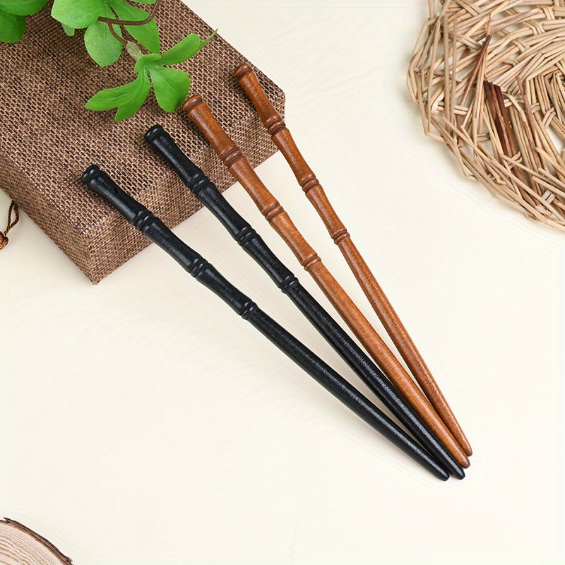 Image of Set Of 4 Wooden Hair Sticks - Classic Bamboo Hair Additions From China, Hairpins For Women - Great For Hanfu, & Contemporary Looks, Perfect Gift For Valentine's Day