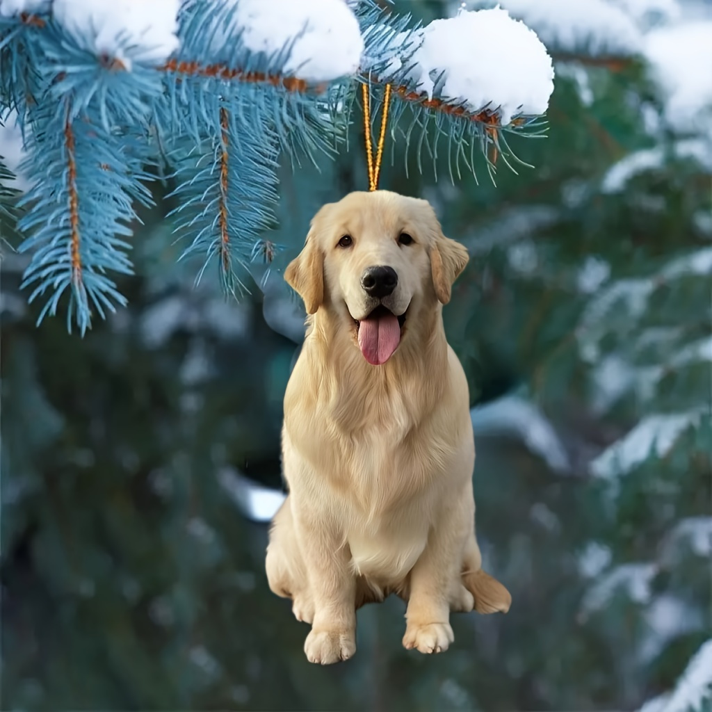 

Golden Retriever Hanging Ornament - Acrylic Charm For Car, Home Decor, Bag, And Keychain Accessory, Creative Gift Item For Family, Relatives, And Friends