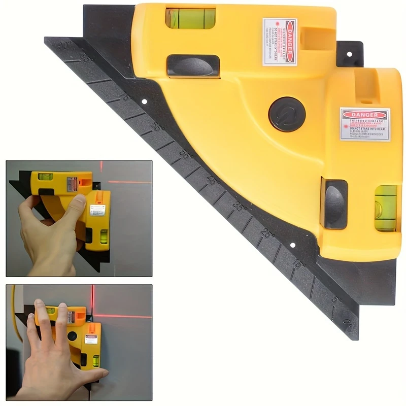 level tool with 90 degree angle bubble vials in carrying case indoor and outdoor applications battery powered details 4
