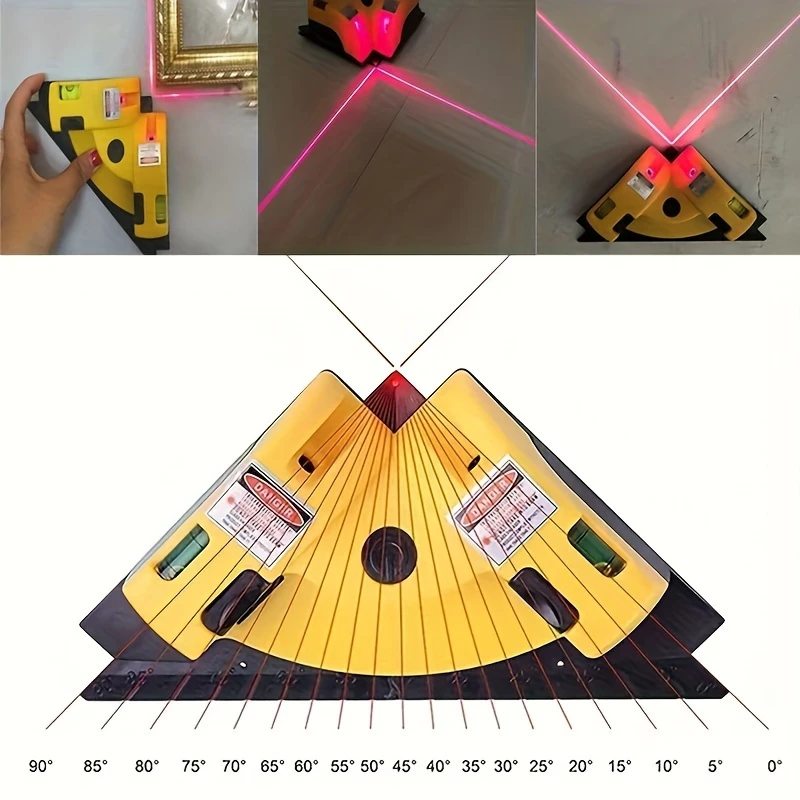 level tool with 90 degree angle bubble vials in carrying case indoor and outdoor applications battery powered details 3