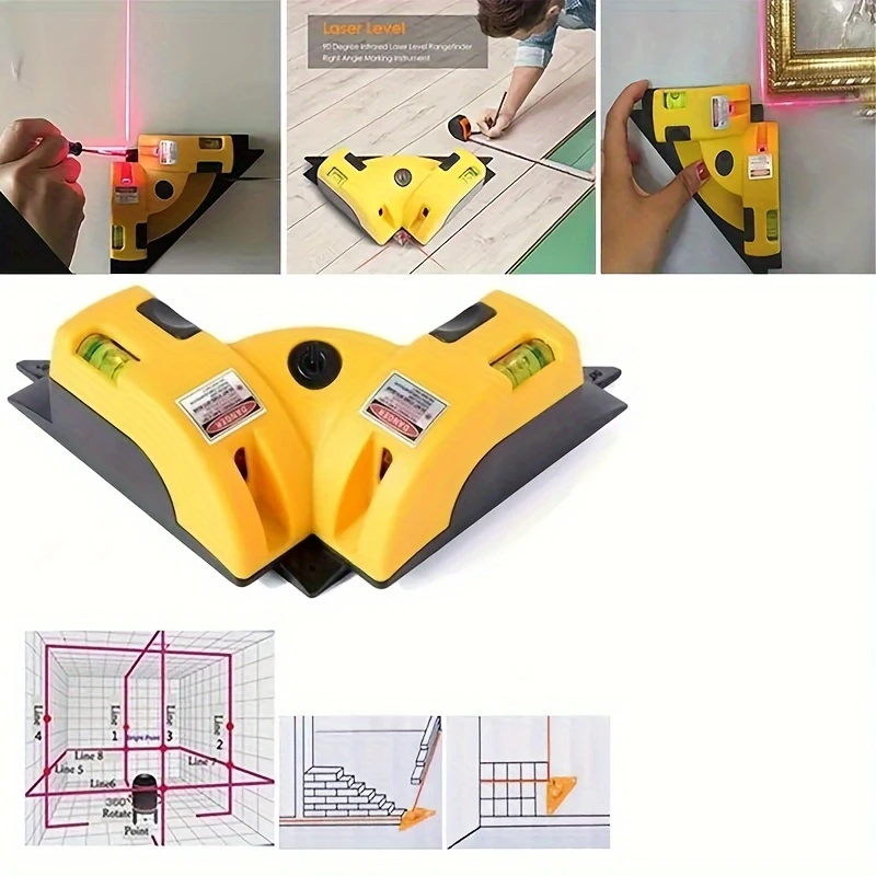 level tool with 90 degree angle bubble vials in carrying case indoor and outdoor applications battery powered details 1